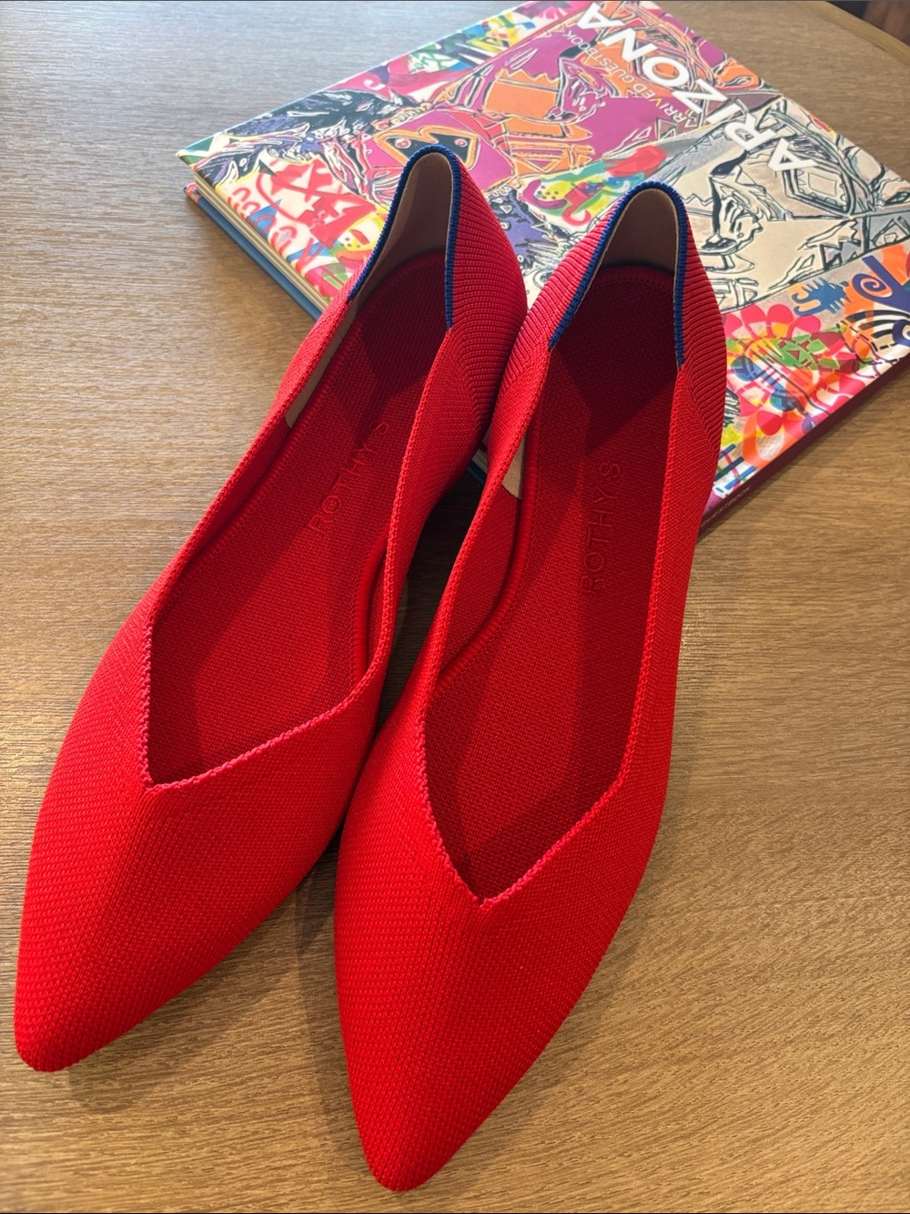 Rothy's Red Pointed-Knit Flats, new without box